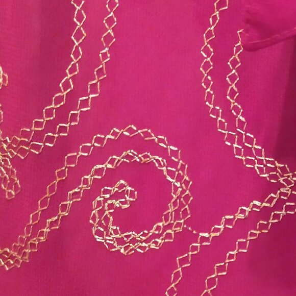 Carole Little petite deep red and gold embroder shirt - Picture 8 of 8